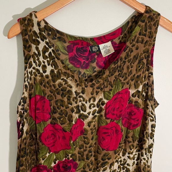 Vintage Leopard Rose Print Midi Dress - Picture 6 of 8